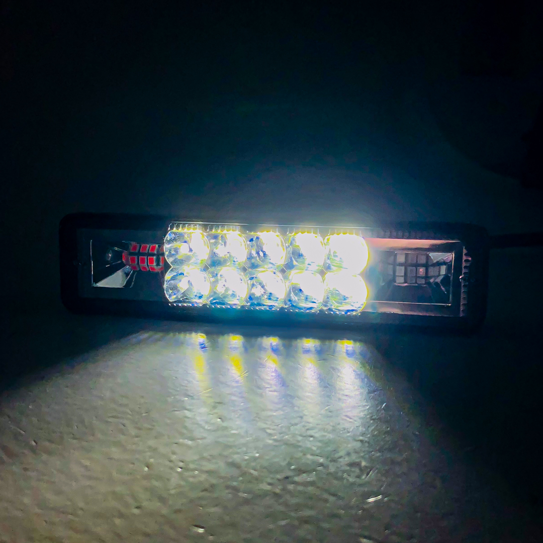 OFF ROAD FARO DE LED FARO DE LED RECTANGULAR - MICRO CHIP 18 LED BLANCO Y FUNCIONES AZUL/ROJO 15.5X4.3X4.1CM - 4