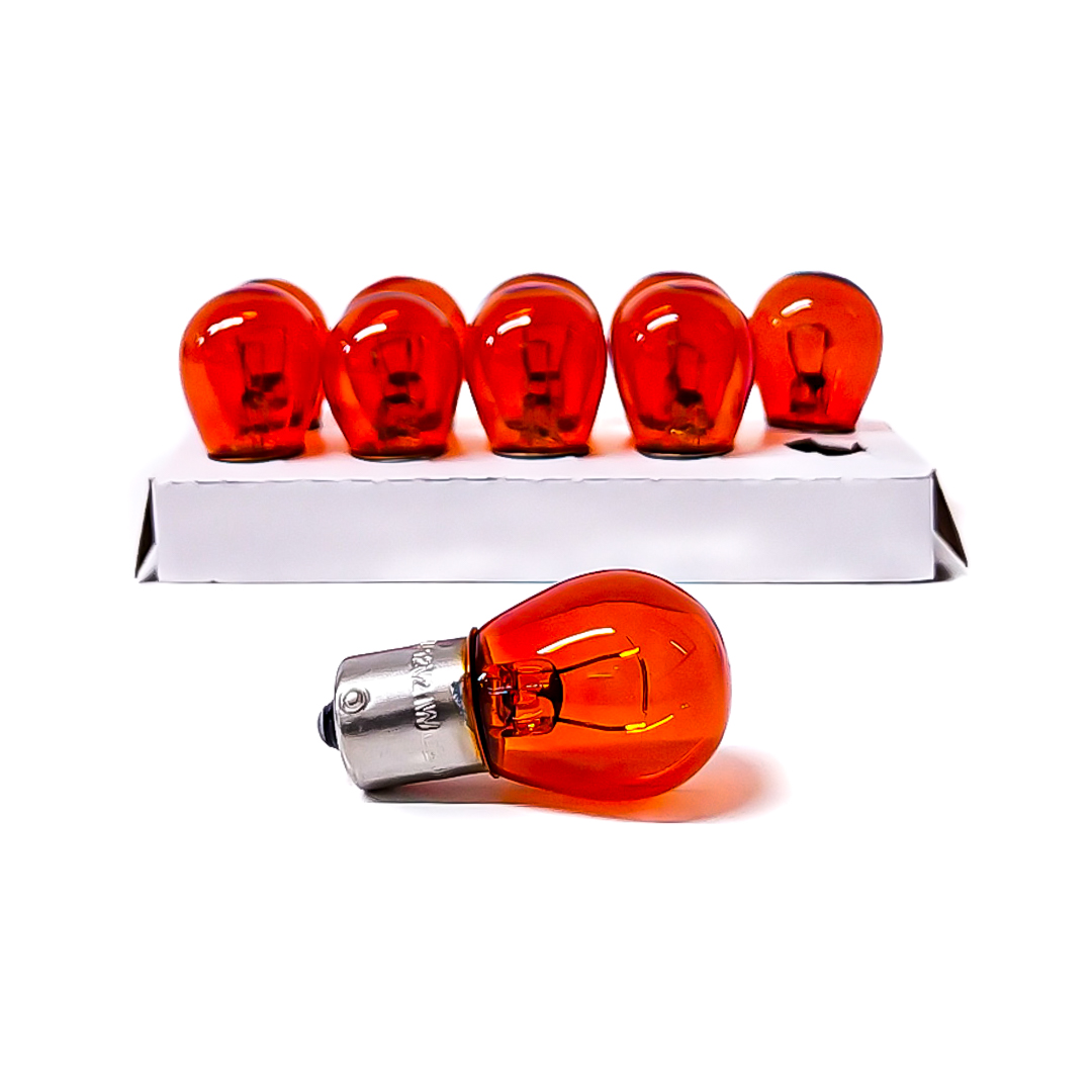 LAMPARAS DE SEÑALIZACION PY21W 12V 21W BAU15S AMBAR V PATAS DEFASADAS  (CODIGO ANTERIOR: 12496KO) CANTIDAD POR CAJA MASTER 1000 - 3