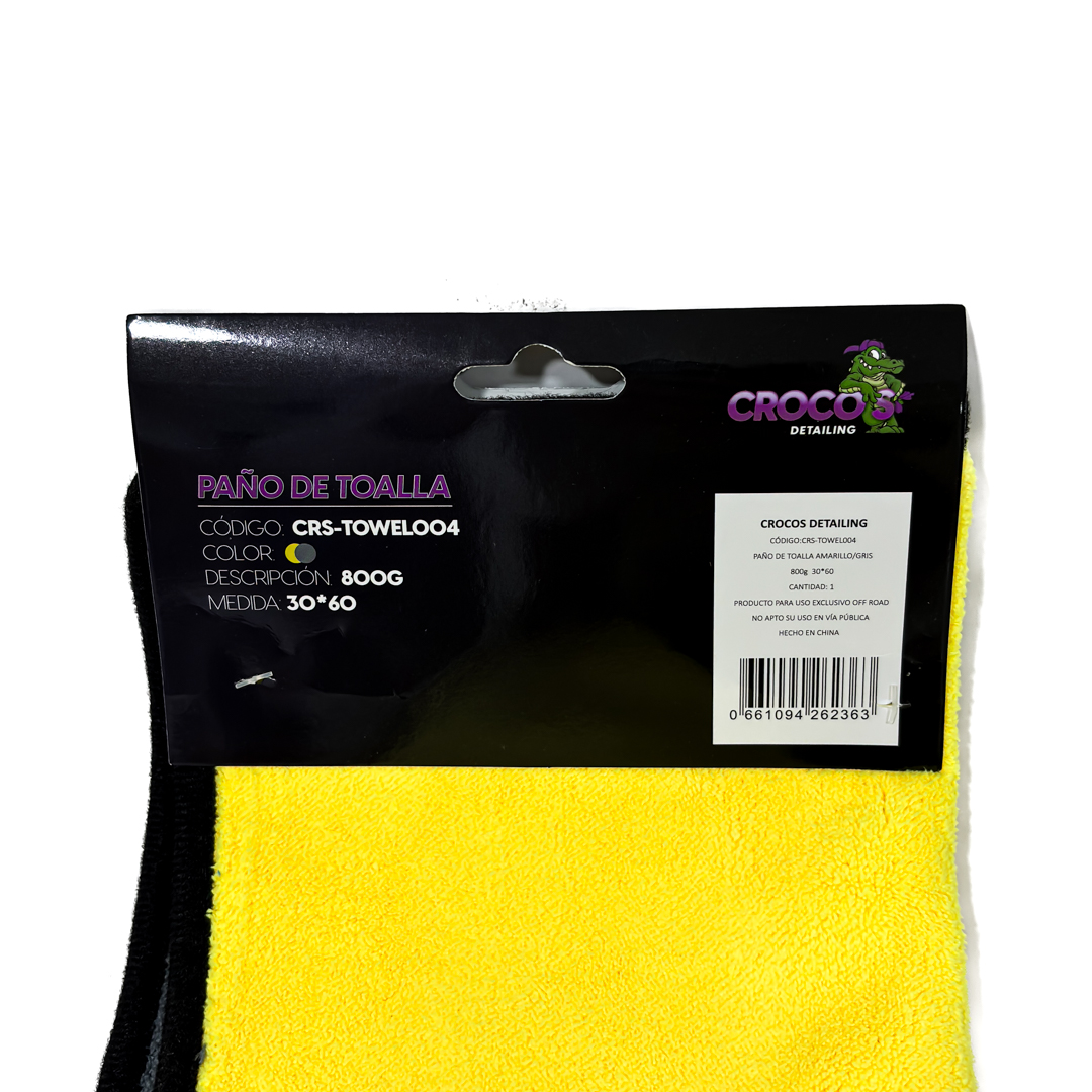 PAÑO DE TOALLA AMARILLO Y GRIS 800GSM  30CM * 60CM - 3