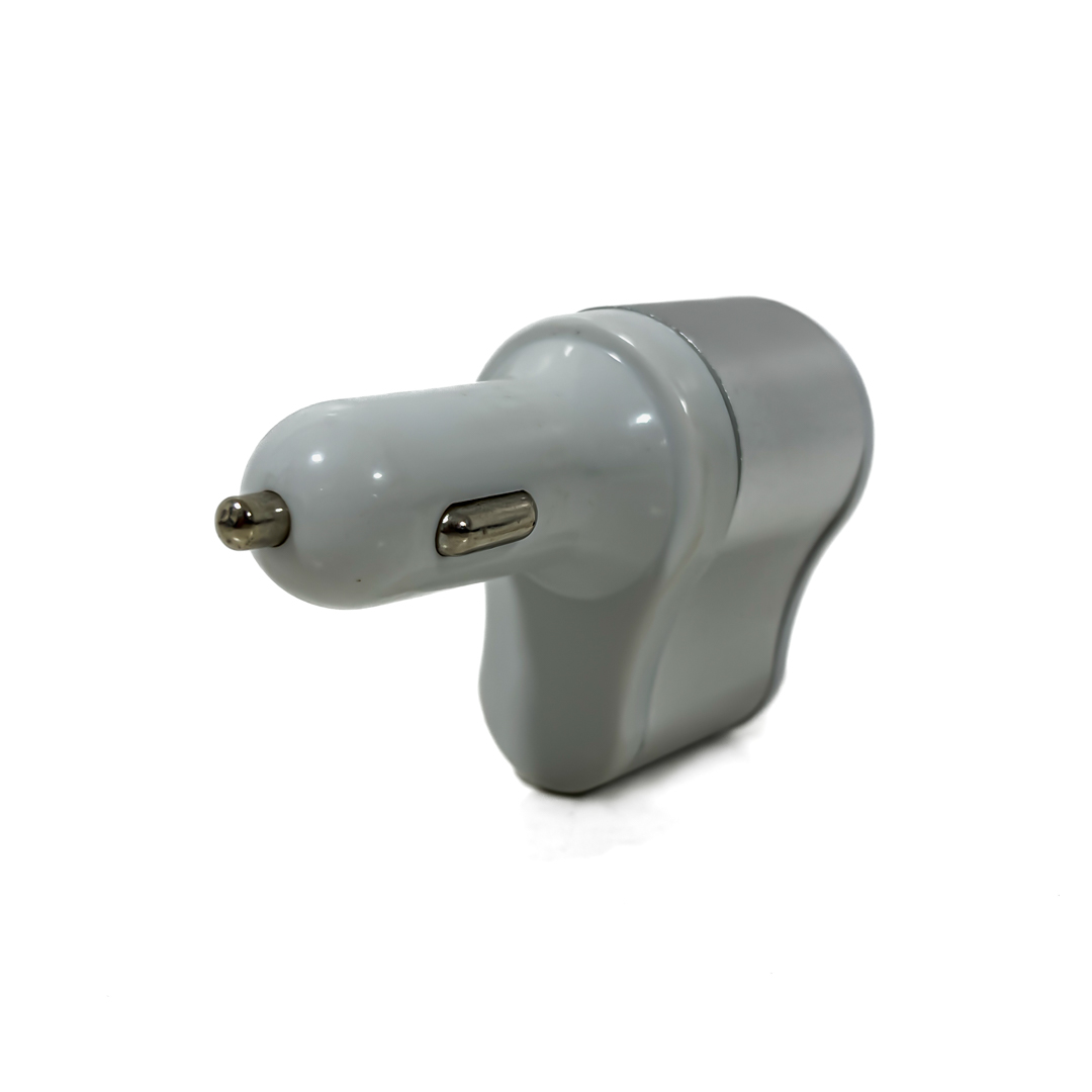 ACCESORIO PARA CELULAR CARGADOR DOBLE USB + ENCENDEDOR 12V / 24V OUTPUT 5V 4200 MA BLANCO+PLATEADO - 2