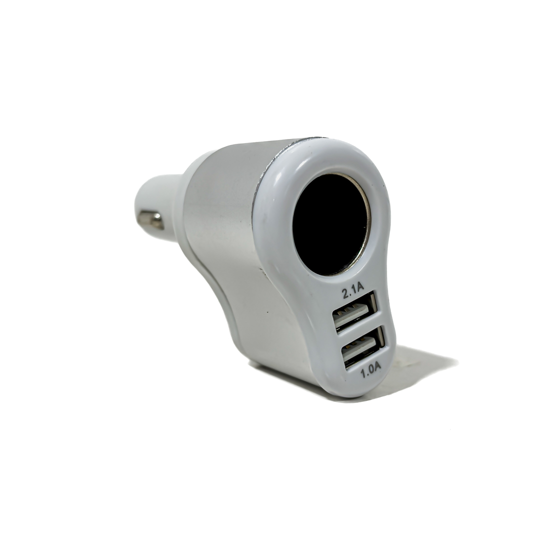 ACCESORIO PARA CELULAR CARGADOR DOBLE USB + ENCENDEDOR 12V / 24V OUTPUT 5V 4200 MA BLANCO+PLATEADO - 4