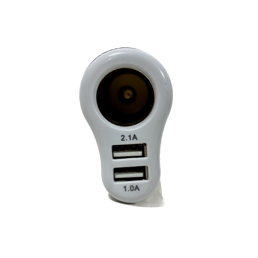 ACCESORIO PARA CELULAR CARGADOR DOBLE USB + ENCENDEDOR 12V / 24V OUTPUT 5V 4200 MA BLANCO+PLATEADO - 5