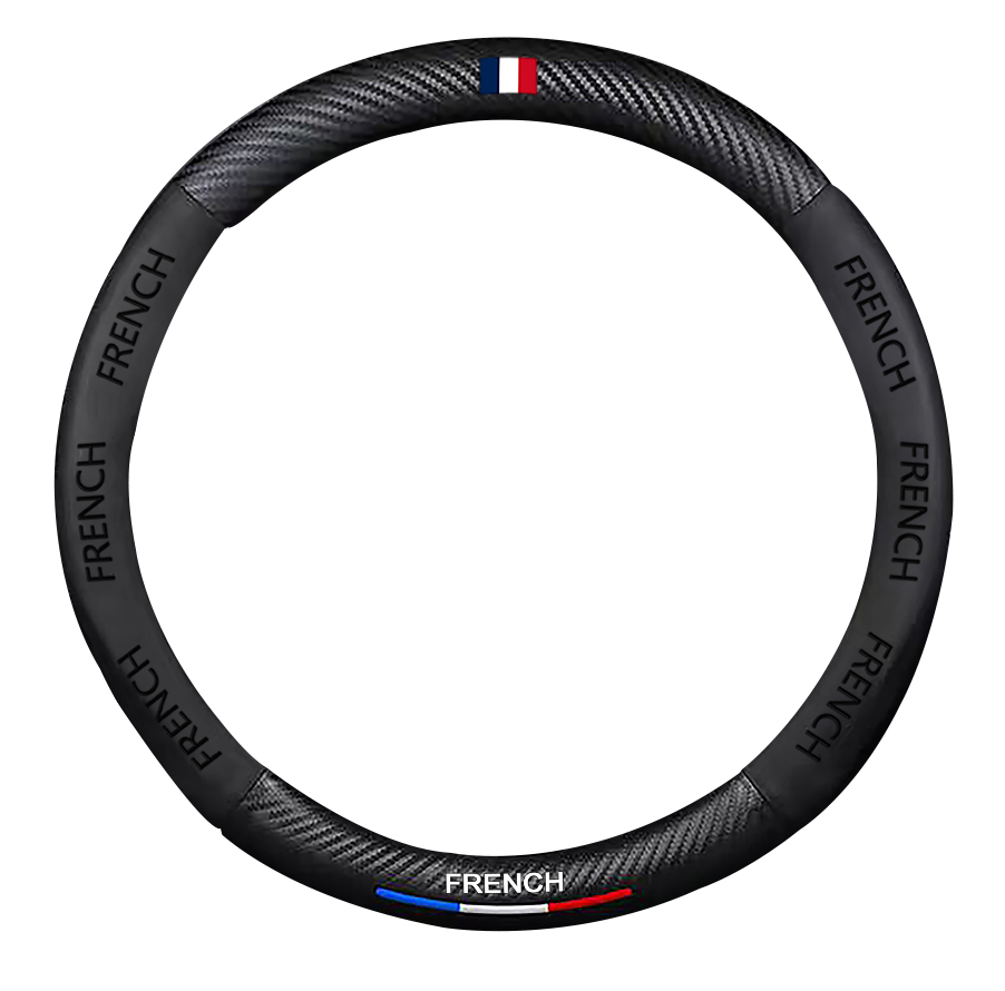 CUBRE VOLANTE PREMIUM 38" UNIVERSAL DEPORTIVO BASE CHATA CON BANDERA FRANCESA