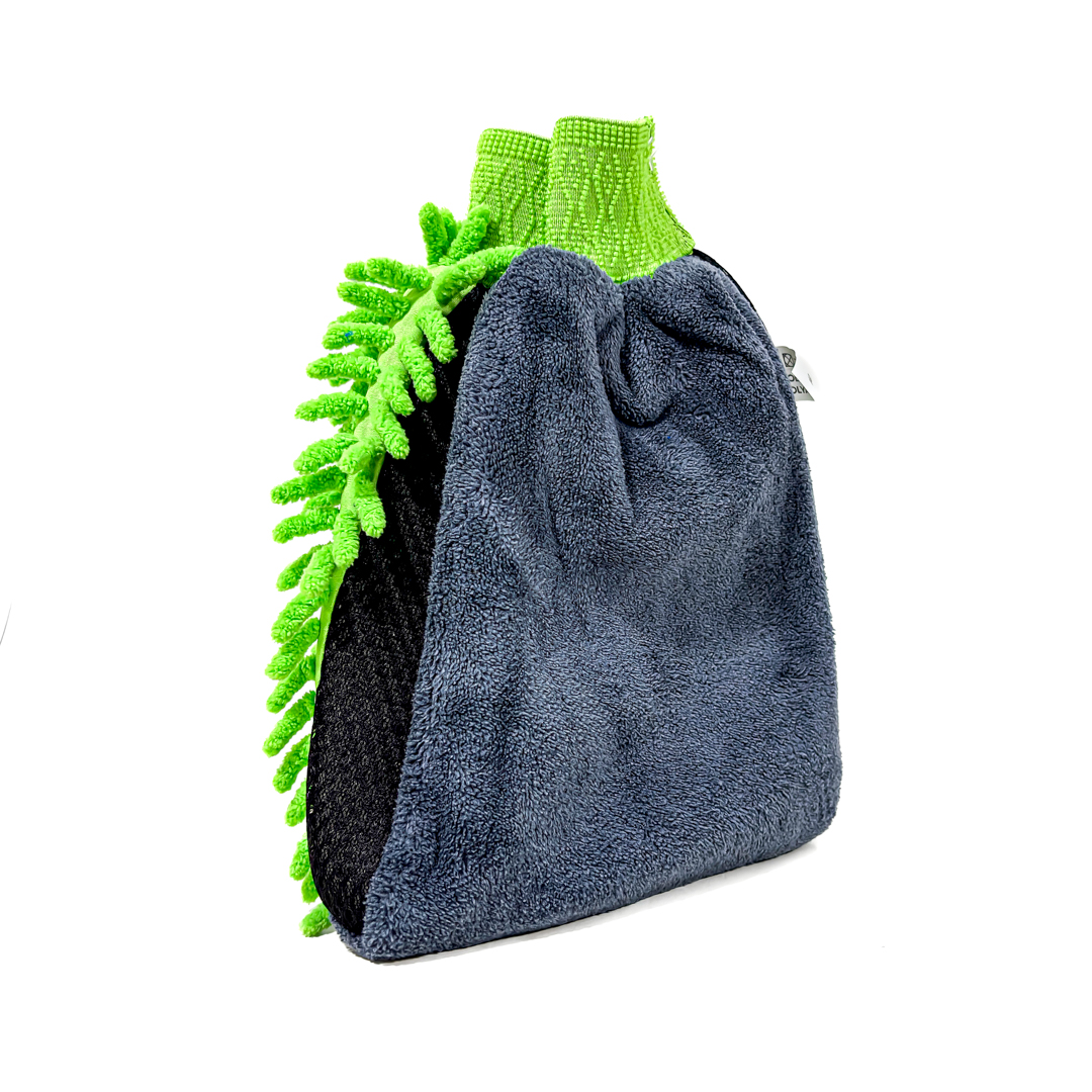 ESPONJA MANOPLA GUANTE MANOPLA
CHENILLE + CORAL  VERDE Y GRIS - 2
