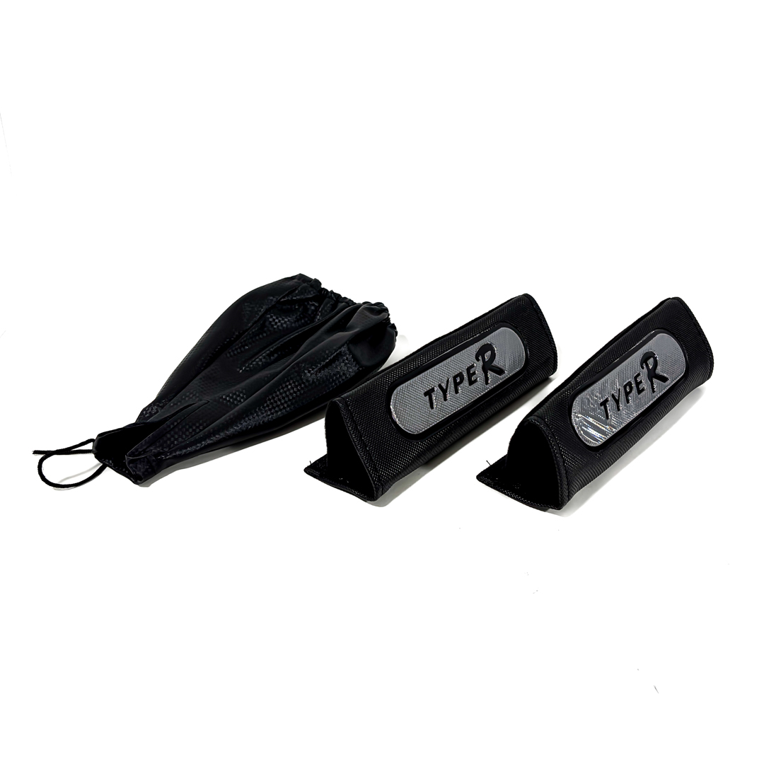 KIT CUBRE VOLANTE COMPLETO CUBRE VOLANTE 38MM + CUBRE CINTURON + CUBRE PALANCA COLOR: NEGRO + GRIS - 4