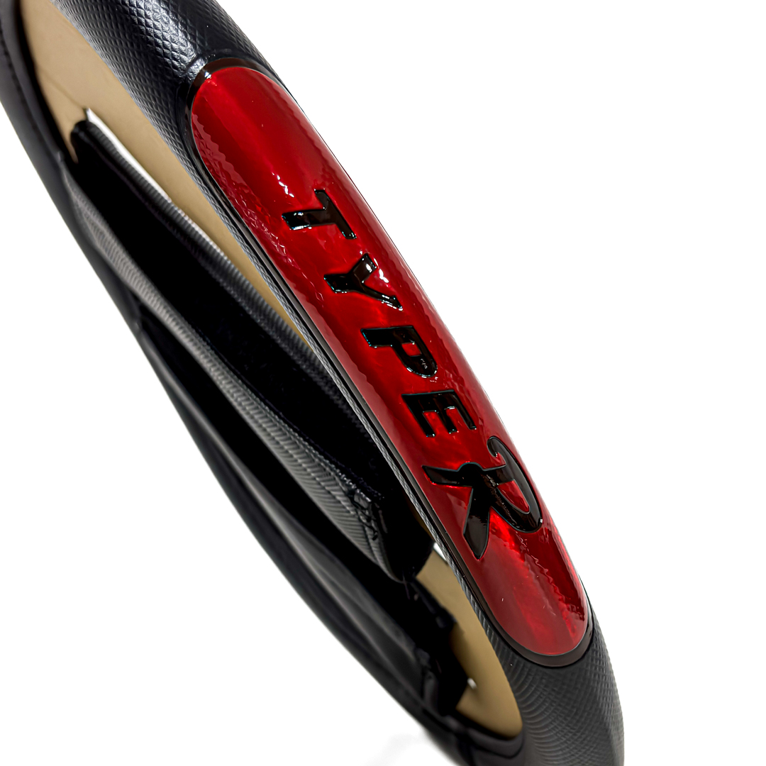 KIT CUBRE VOLANTE SIMPLE CUBRE VOLANTE 38MM + CUBRE CINTURON COLOR: NEGRO + ROJO - 3
