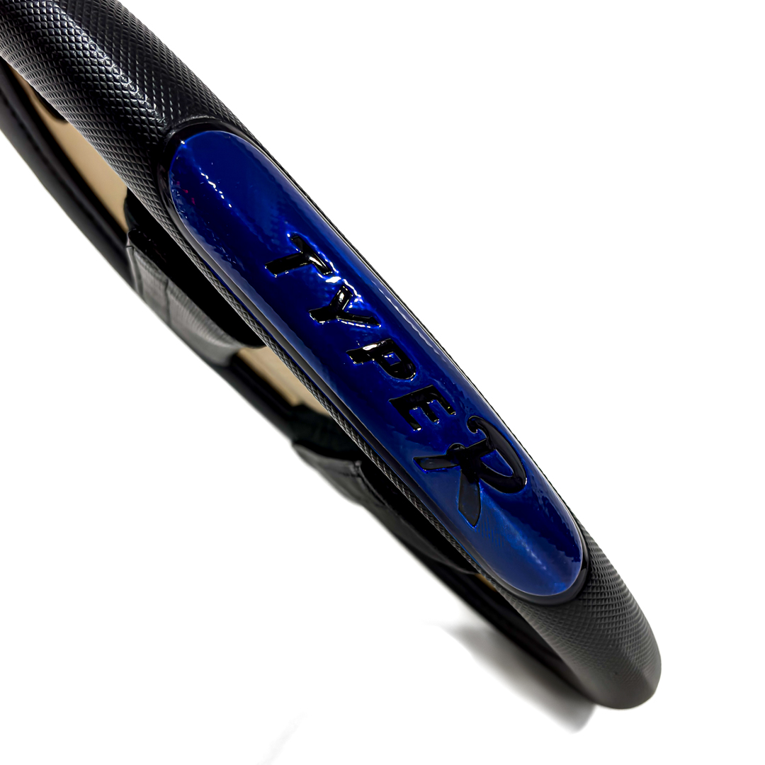 KIT CUBRE VOLANTE SIMPLE CUBRE VOLANTE 38MM + CUBRE CINTURON COLOR: NEGRO + AZUL - 3