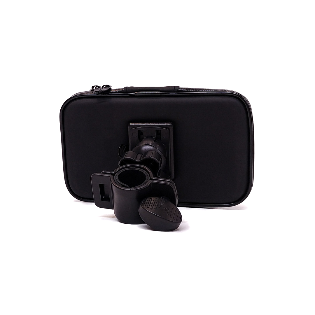 ACCESORIO PARA CELULAR SOPORTE DE CELULAR PARA BICICLETAS Y MOTOS SCOOTER CON CIERRE Y SCREEN PROTECTOR,  ENGANCHE A MANUBRIO Y ROTACION 360 GRADOS 5.3 PULGADAS COLOR NEGRO - 2