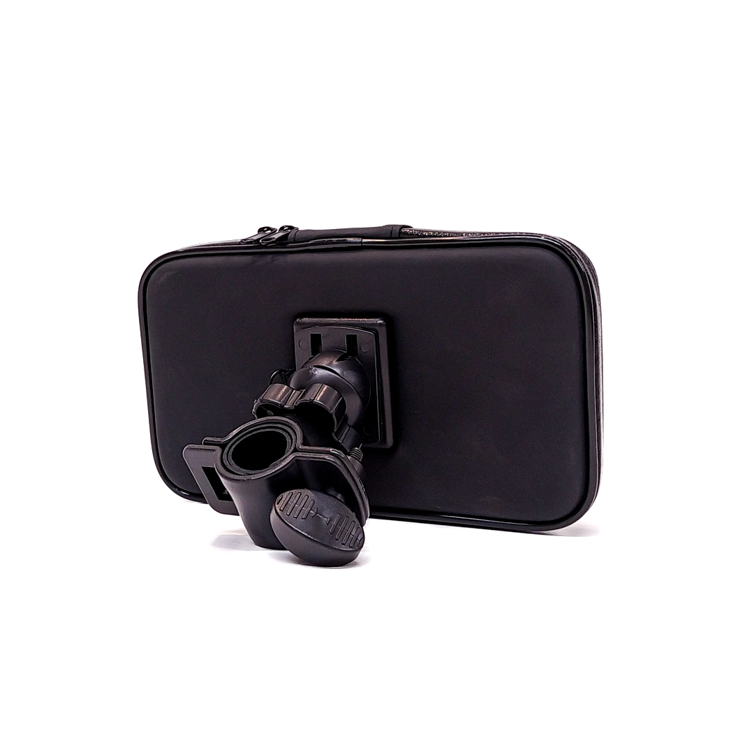 ACCESORIO PARA CELULAR SOPORTE DE CELULAR PARA BICICLETAS Y MOTOS SCOOTER CON CIERRE Y SCREEN PROTECTOR,  ENGANCHE A MANUBRIO Y ROTACION 360 GRADOS 6.5 PULGADAS COLOR NEGRO - 2