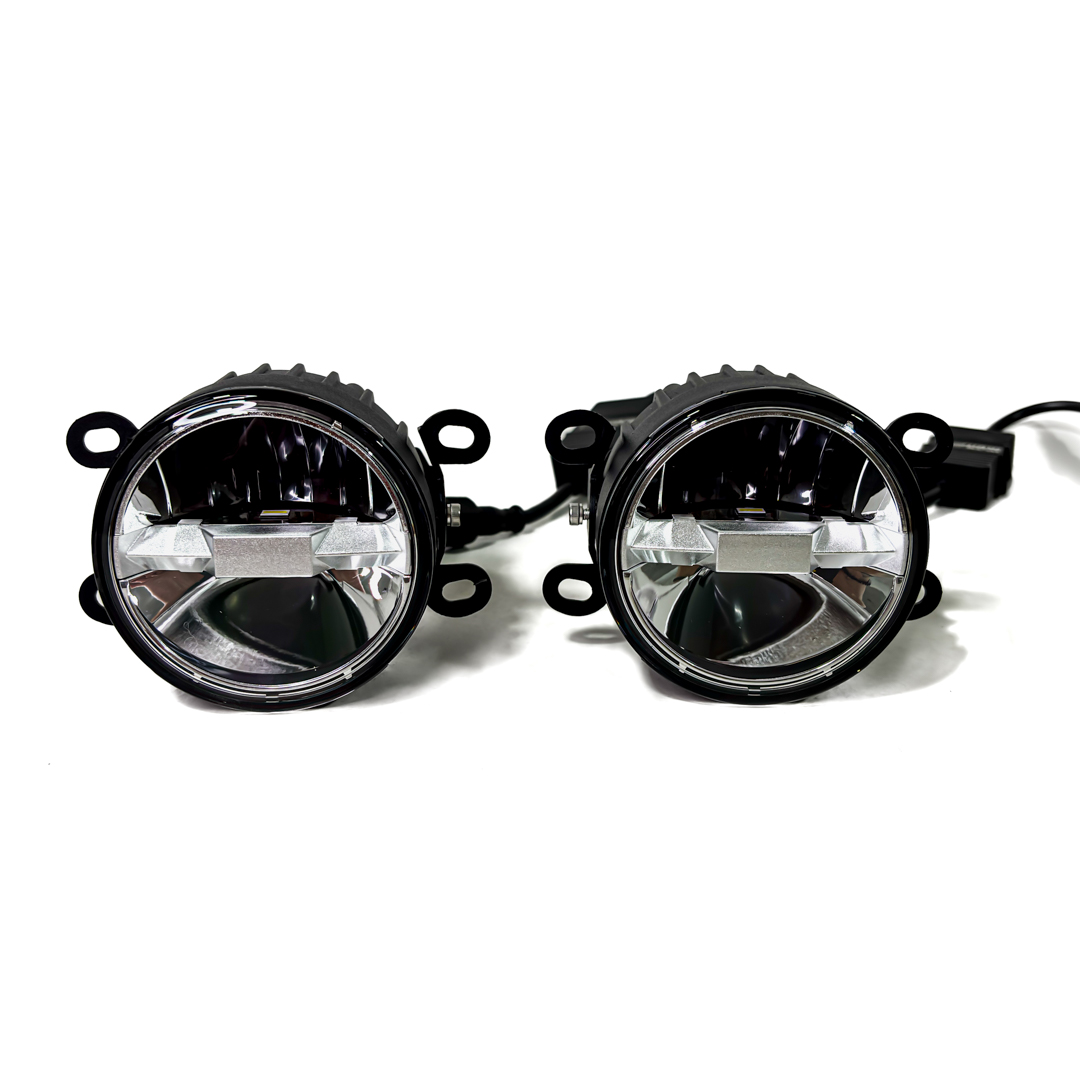 JUEGO DE FAROS ANTINIEBLA OFF ROAD UNIVERSAL 3" REDONDO CON BRACKETS COLOR BLANCO Y FUNCION AMARILLA ROMPENIEBLA 30 WATTS 12V / 24V