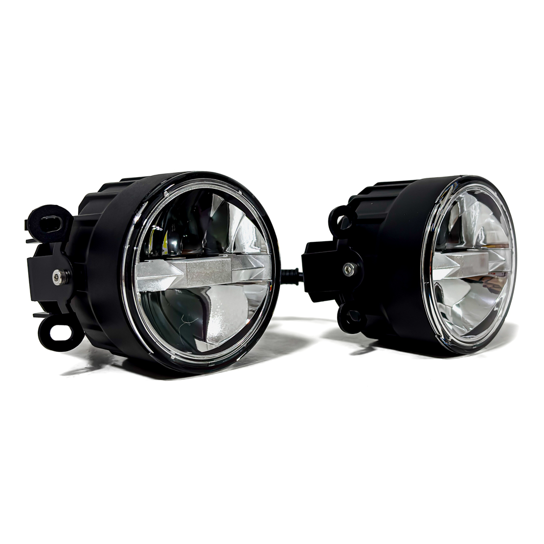 JUEGO DE FAROS ANTINIEBLA OFF ROAD UNIVERSAL 3" REDONDO CON BRACKETS COLOR BLANCO Y FUNCION AMARILLA ROMPENIEBLA 30 WATTS 12V / 24V - 3