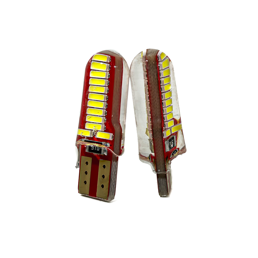 LED SEÑALIZACION SILICA BLISTER X 2 2821 - T10 - W5W - 24 LED 3014 SILICONADO CANBUS BLANCO 12V BLISTER X 2 UNIDADES