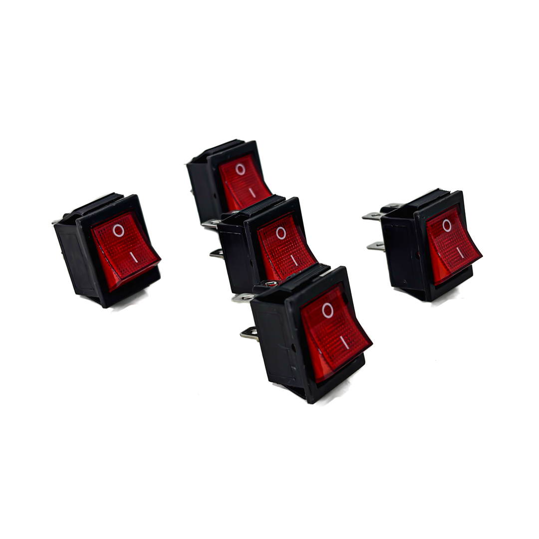 INTERRUPTOR BASCULANTE INTERRUPTOR BASCULANTE 12V-24V - 4 PIN ENCENDIDO APAGADO CON BARRERA INFERIOR INDICADOR LED: ROJO
