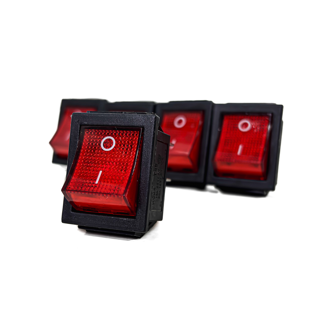 INTERRUPTOR BASCULANTE INTERRUPTOR BASCULANTE 12V-24V - 4 PIN ENCENDIDO APAGADO CON BARRERA INFERIOR INDICADOR LED: ROJO - 2
