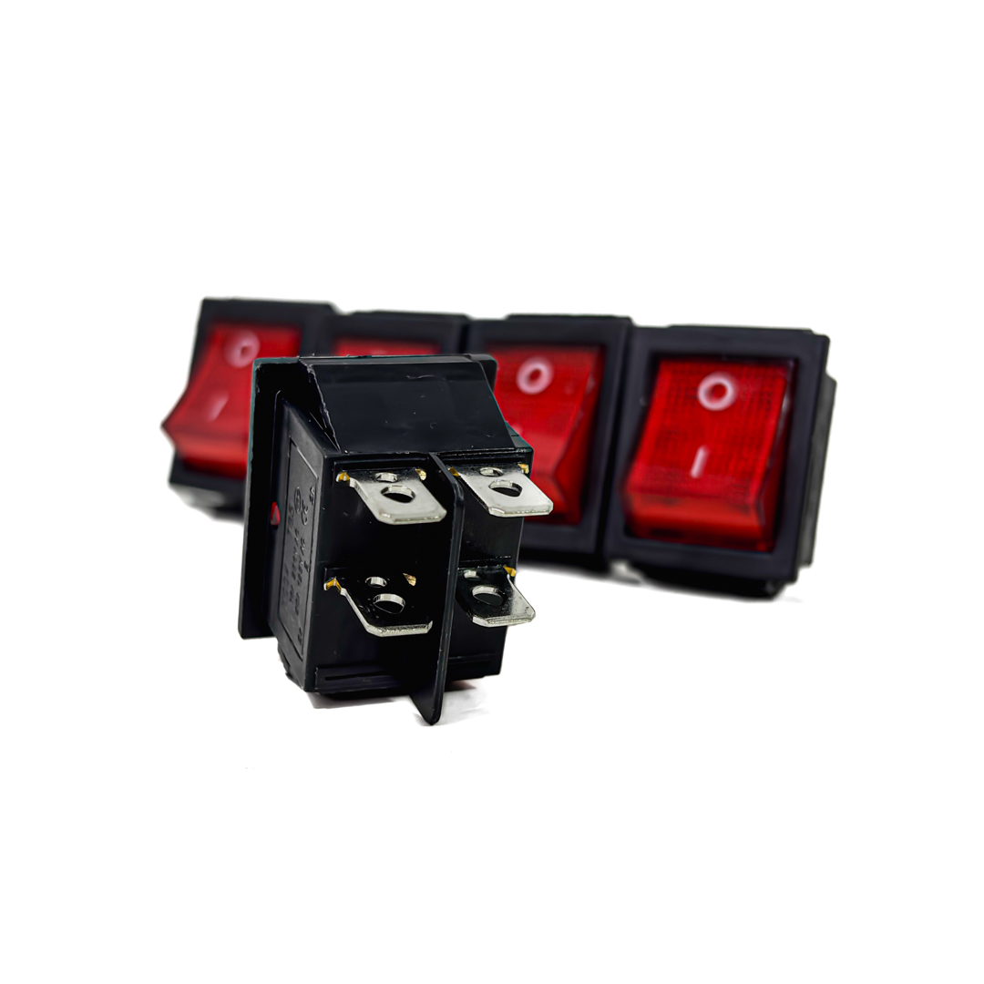 INTERRUPTOR BASCULANTE INTERRUPTOR BASCULANTE 12V-24V - 4 PIN ENCENDIDO APAGADO CON BARRERA INFERIOR INDICADOR LED: ROJO - 3