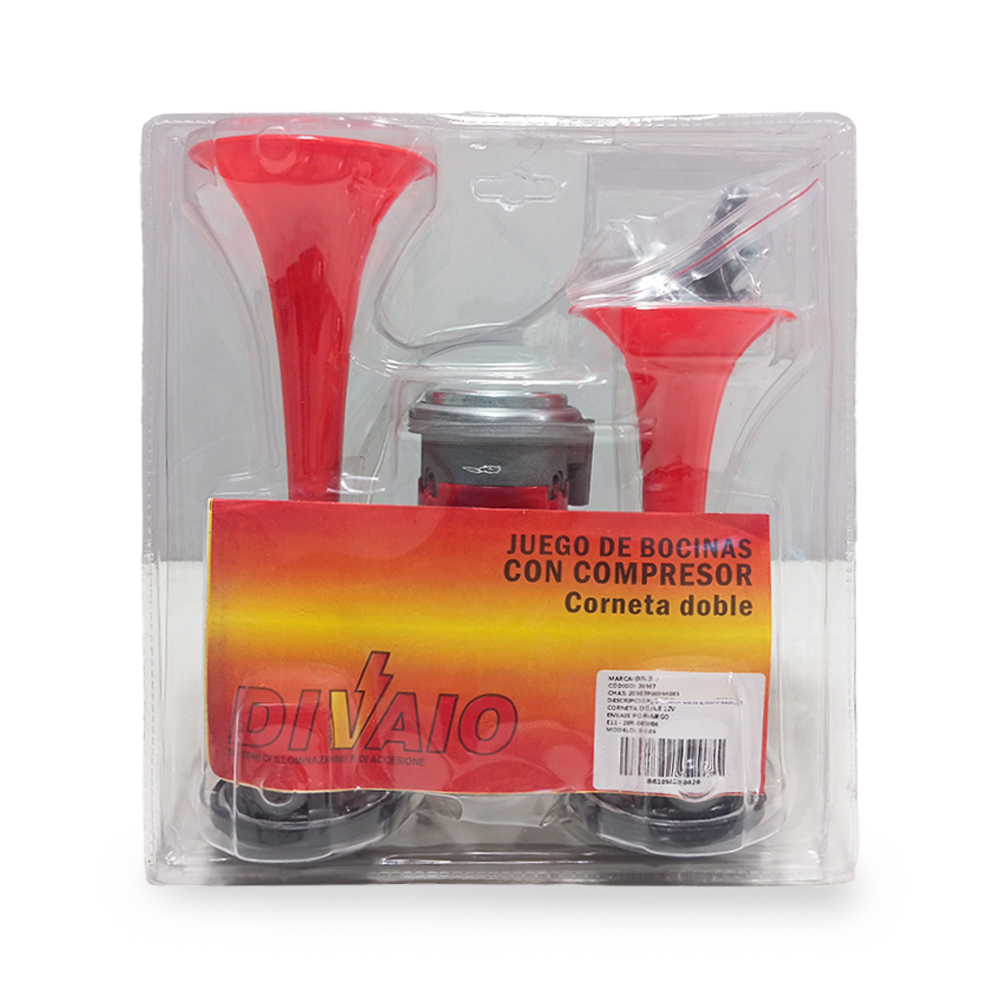BOCINA CON COMPRESOR CORNETA DOBLE  VOLTAJE 12V VOLTAJE 12V - 9