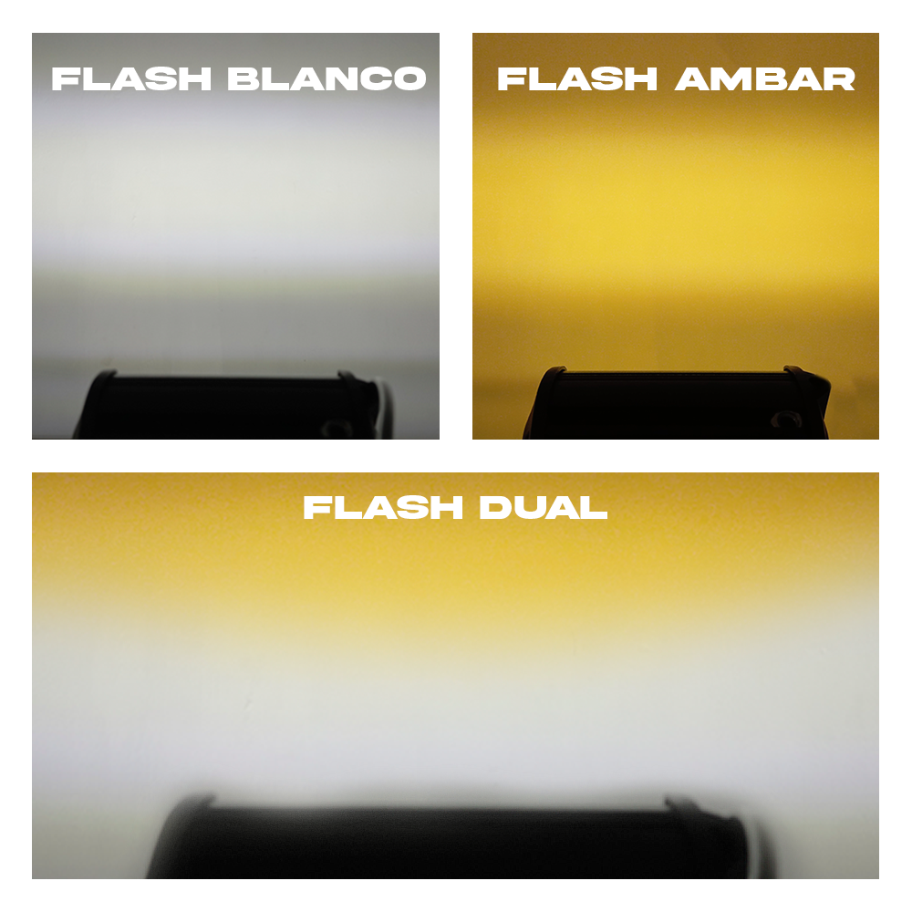 OFF ROAD BARRA DE LED PLUS RECTA BARRA DE LED DE 72 WATTS CON DISPLAY 3030 SMD ILMUNIACION  - 13.5 CM DE LARGO COLOR BLANCO + AMBAR - CARCAZA DE ALUMINIO - HAZ DE LUZ SPOT - 10