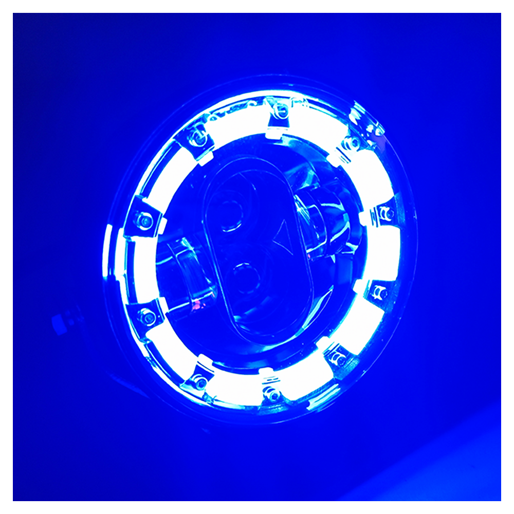 OFF ROAD FARO DE LED UNIVERSAL LUZ LED BLANCA ESTABLE CON OJO DE ANGEL DAYTIME RUNNING AZUL Y GIROS AMBAR 9V-36V 1 LED - 40 WATTS  MEDIDAS 3.5 " - 8