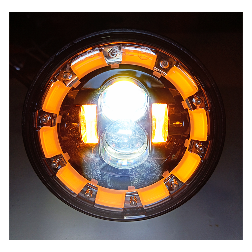 OFF ROAD FARO DE LED UNIVERSAL LUZ LED BLANCA ESTABLE CON OJO DE ANGEL DAYTIME RUNNING AZUL Y GIROS AMBAR 9V-36V 1 LED - 40 WATTS  MEDIDAS 3.5 " - 9