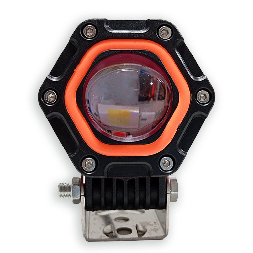 OFF ROAD FARO DE LED UNIVERSAL LUZ LED BLANCA ESTABLE CON OJO DE ANGEL DAYTIME RUNNING ROJO Y GIROS AMBAR 9V-36V 1 LED - 40 WATTS  MEDIDAS 3.5 " - 7