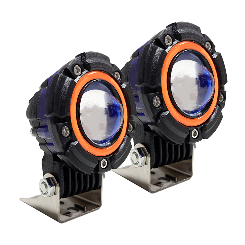 OFF ROAD FARO DE LED UNIVERSAL LUZ LED BLANCA ESTABLE CON FUNCION FLASH Y OJO DE ANGEL ROJO 9V-36V 1 LED - 40 WATTS  MEDIDAS 60*75(mm) - 4