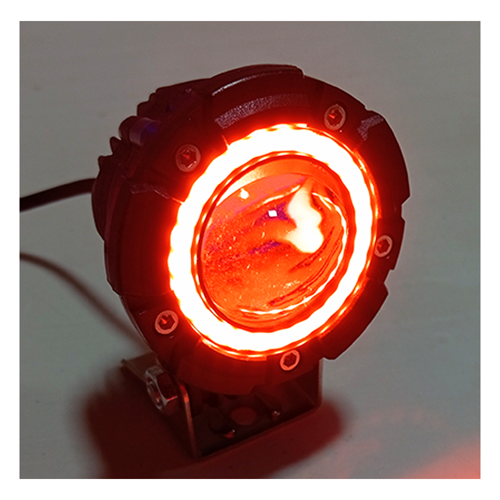 OFF ROAD FARO DE LED UNIVERSAL LUZ LED BLANCA ESTABLE CON FUNCION FLASH Y OJO DE ANGEL ROJO 9V-36V 1 LED - 40 WATTS  MEDIDAS 60*75(mm) - 8