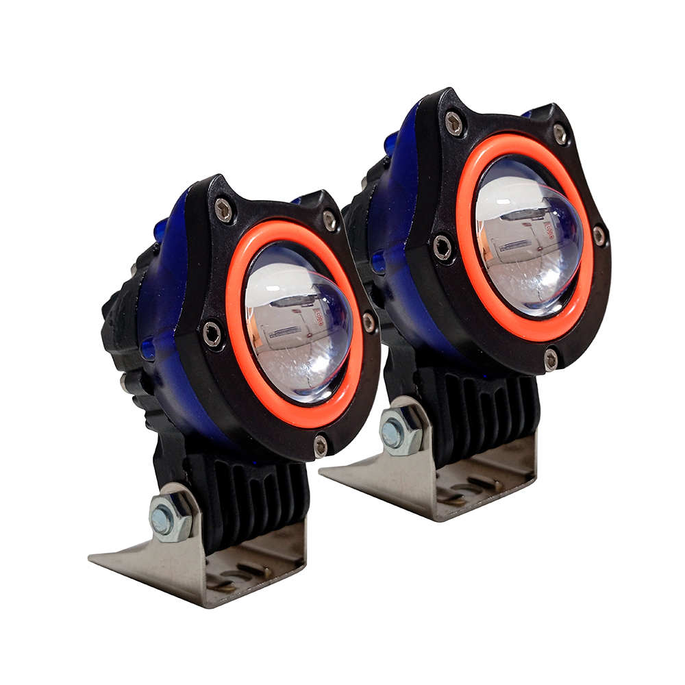 OFF ROAD FARO DE LED UNIVERSAL LUZ LED BLANCA ESTABLE CON FUNCION FLASH Y OJO DE ANGEL ROJO 9V-36V 1 LED - 40 WATTS  MEDIDAS 58*60*100 (mm) - 4