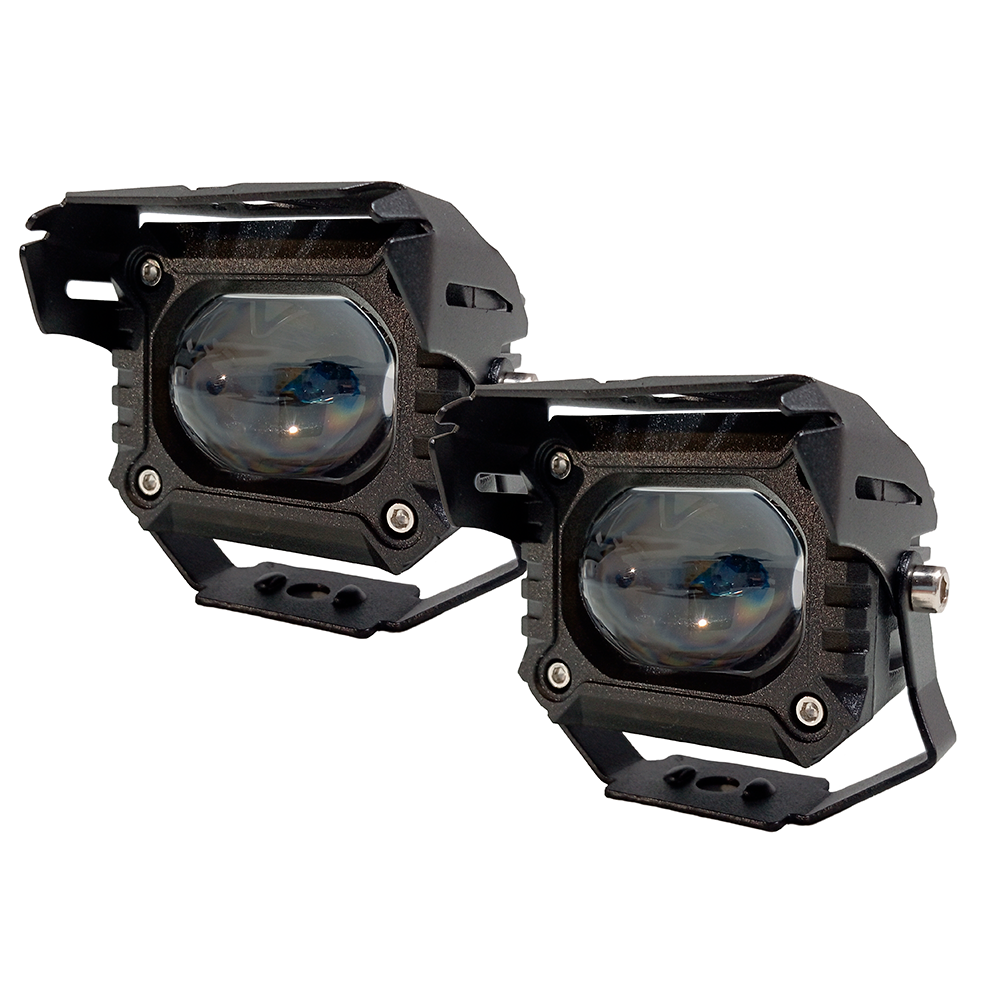 OFF ROAD FARO DE LED UNIVERSAL LUZ LED BLANCA Y AMBAR ESTABLE CON OJO DE ANGEL DAYTIME RUNNING ROJO Y ARO ROJO 9V-36V 1 LED - 40 WATTS  MEDIDAS 59*77*88 (mm) - 6