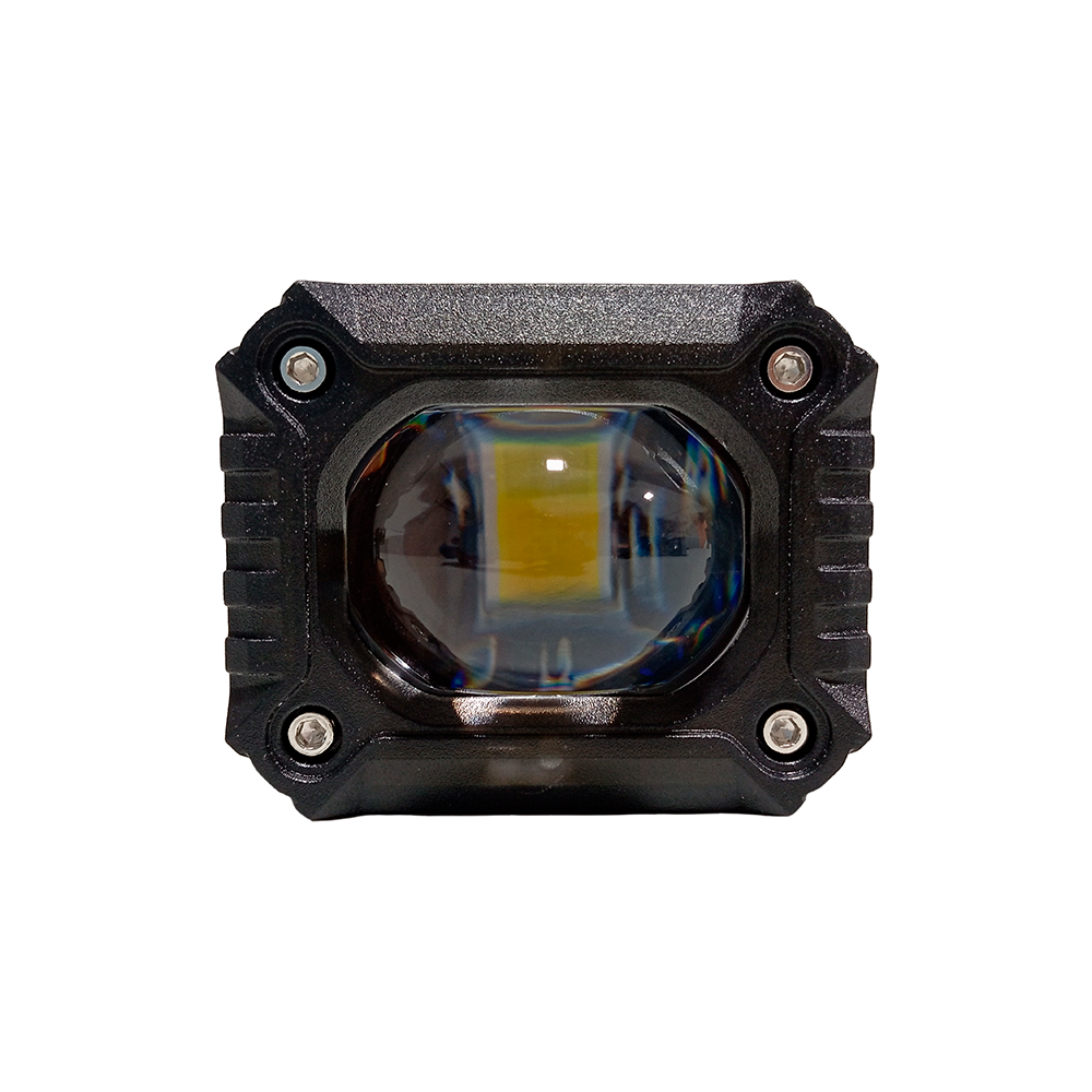 OFF ROAD FARO DE LED UNIVERSAL LUZ LED BLANCA Y AMBAR ESTABLE CON OJO DE ANGEL DAYTIME RUNNING ROJO Y ARO ROJO 9V-36V 1 LED - 40 WATTS  MEDIDAS 59*77*88 (mm) - 10