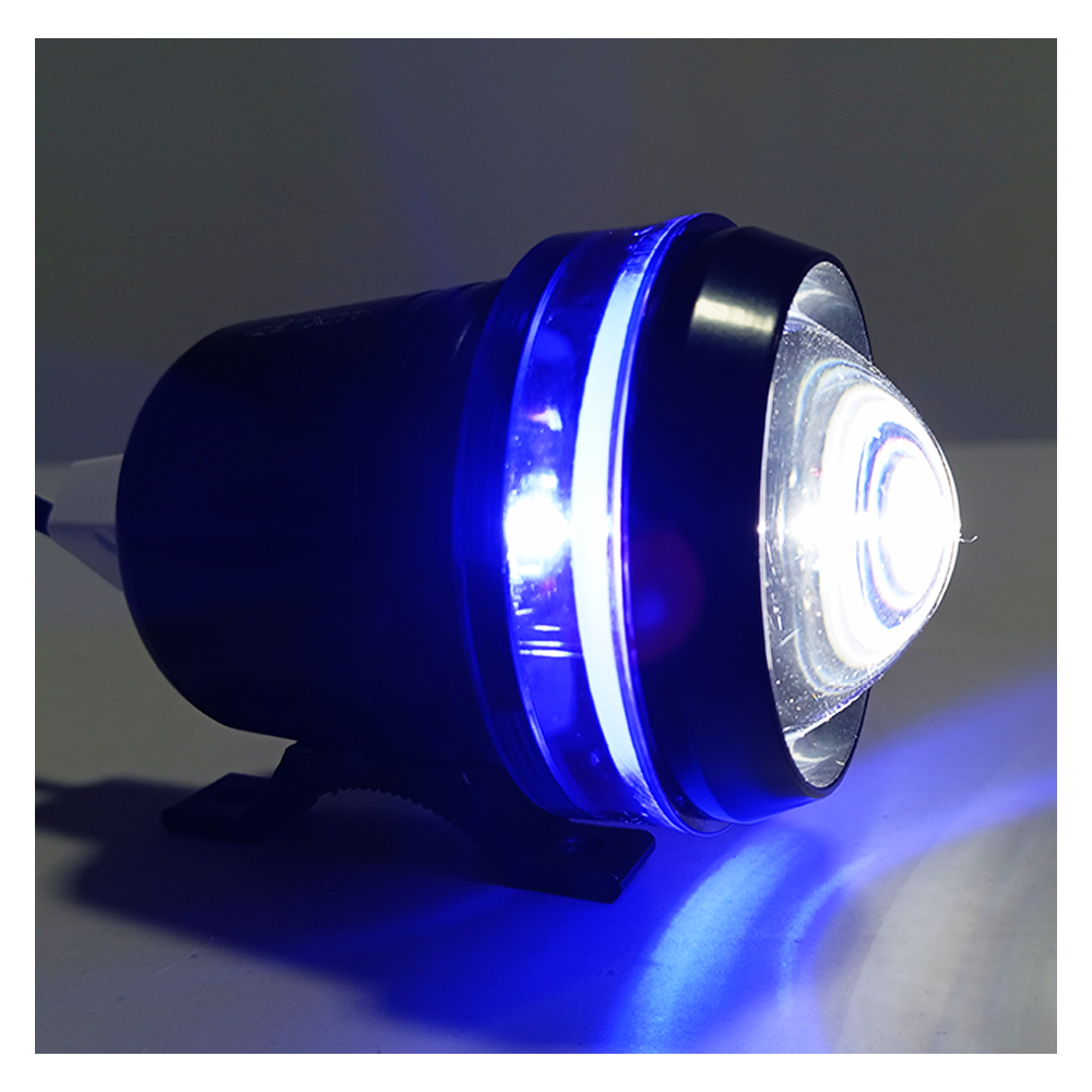 OFF ROAD FARO DE LED UNIVERSAL LUZ LED BLANCA ESTABLE CON FUNCION FLASH Y ARO AZUL 9V-36V 1 LED - 20 WATTS  MEDIDAS 110*65 (mm) - 9