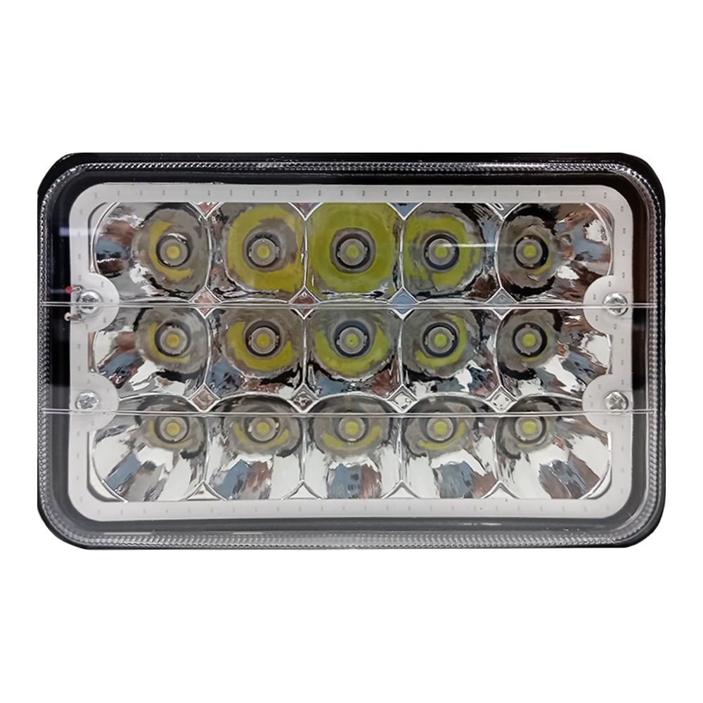 OFF ROAD FARO DE LED UNIVERSAL LUZ LED BLANCA CON FUNCION ALTA Y BAJA Y OJO DE ANGEL AZUL 9V-36V 15 LED - 45 WATTS  MEDIDAS 5" - 6