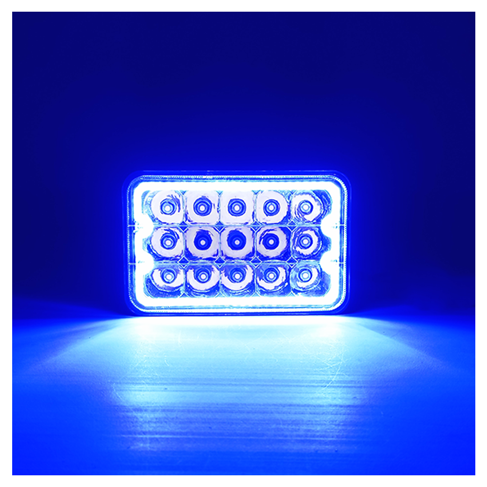 OFF ROAD FARO DE LED UNIVERSAL LUZ LED BLANCA CON FUNCION ALTA Y BAJA Y OJO DE ANGEL AZUL 9V-36V 15 LED - 45 WATTS  MEDIDAS 5" - 10