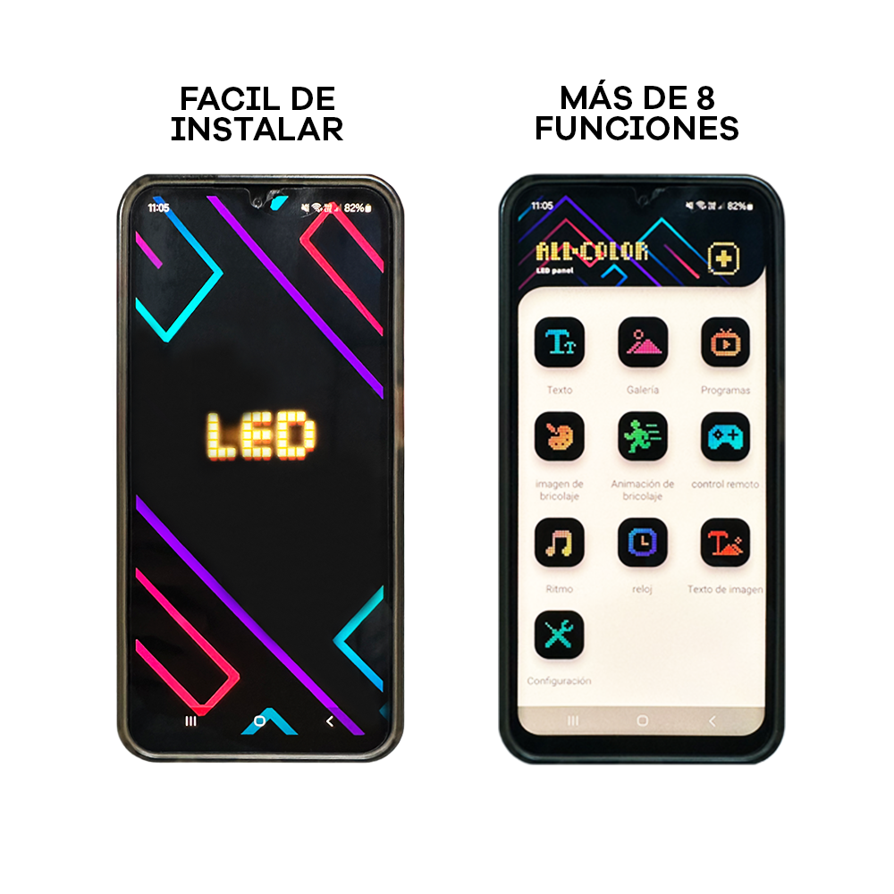 PANEL LED RGB 1536 LEDS l 16*96 PIXELES MEDIDAS 12 X 60 cm 12V / 24V CONEXION USB BLUETOOTH CON APP Y CONTROL REMOTO - 9