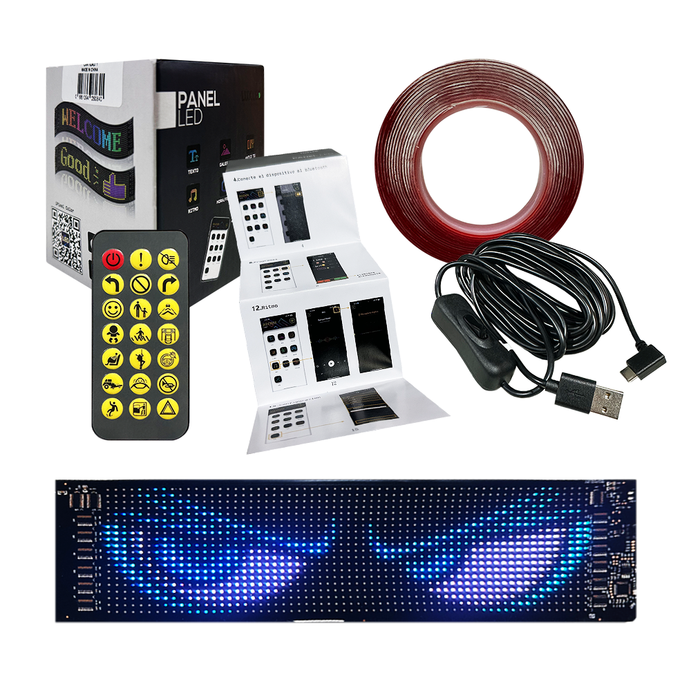 PANEL LED RGB 1536 LEDS l 16*96 PIXELES MEDIDAS 19 X 90 cm 12V / 24V CONEXION USB BLUETOOTH CON APP Y CONTROL REMOTO - 9
