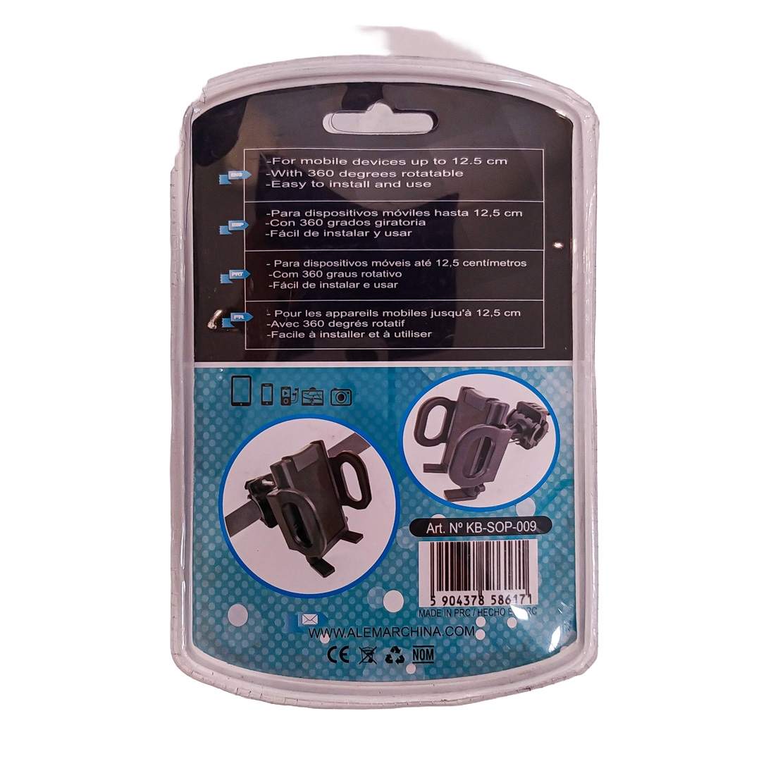 ACCESORIO PARA CELULAR SOPORTE CELULAR / GPS PARA BICIS Y MOTOS AMARILLO + NEGRO - 5