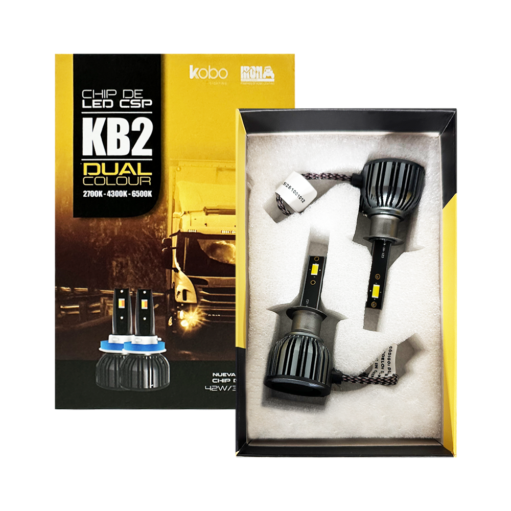 OFF ROAD KIT DE LED DOB GTX DUAL COLOUR 24V BLANCO + AMBAR H1 30000LM 42 WATTS CHIP DOB COOLER GTX ULTIMA GENERACOON ORIGEN ALEMAN USO ESPECIAL 24V CANTIDAD POR CAJA MASTER 50 - 6