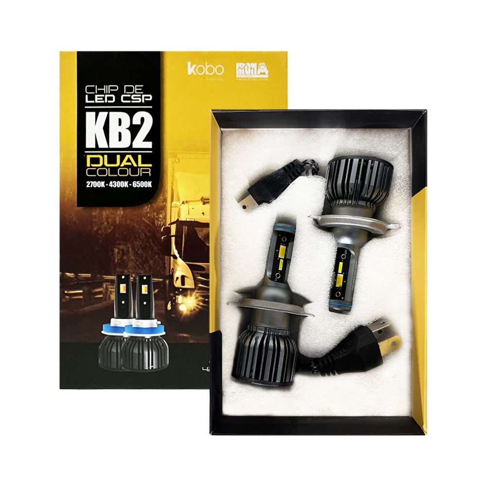 OFF ROAD KIT DE LED DOB GTX DUAL COLOUR 24V BLANCO + AMBAR H4 30000LM 42 WATTS CHIP DOB COOLER GTX ULTIMA GENERACOON ORIGEN ALEMAN USO ESPECIAL 24V CANTIDAD POR CAJA MASTER 50 - 6