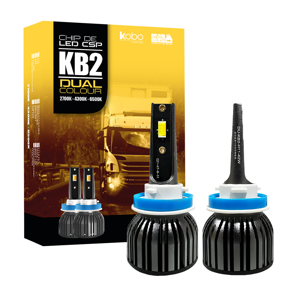 OFF ROAD KIT DE LED DOB GTX DUAL COLOUR 24V BLANCO + AMBAR H11 30000LM 42 WATTS CHIP DOB COOLER GTX ULTIMA GENERACOON ORIGEN ALEMAN USO ESPECIAL 24V CANTIDAD POR CAJA MASTER 50
