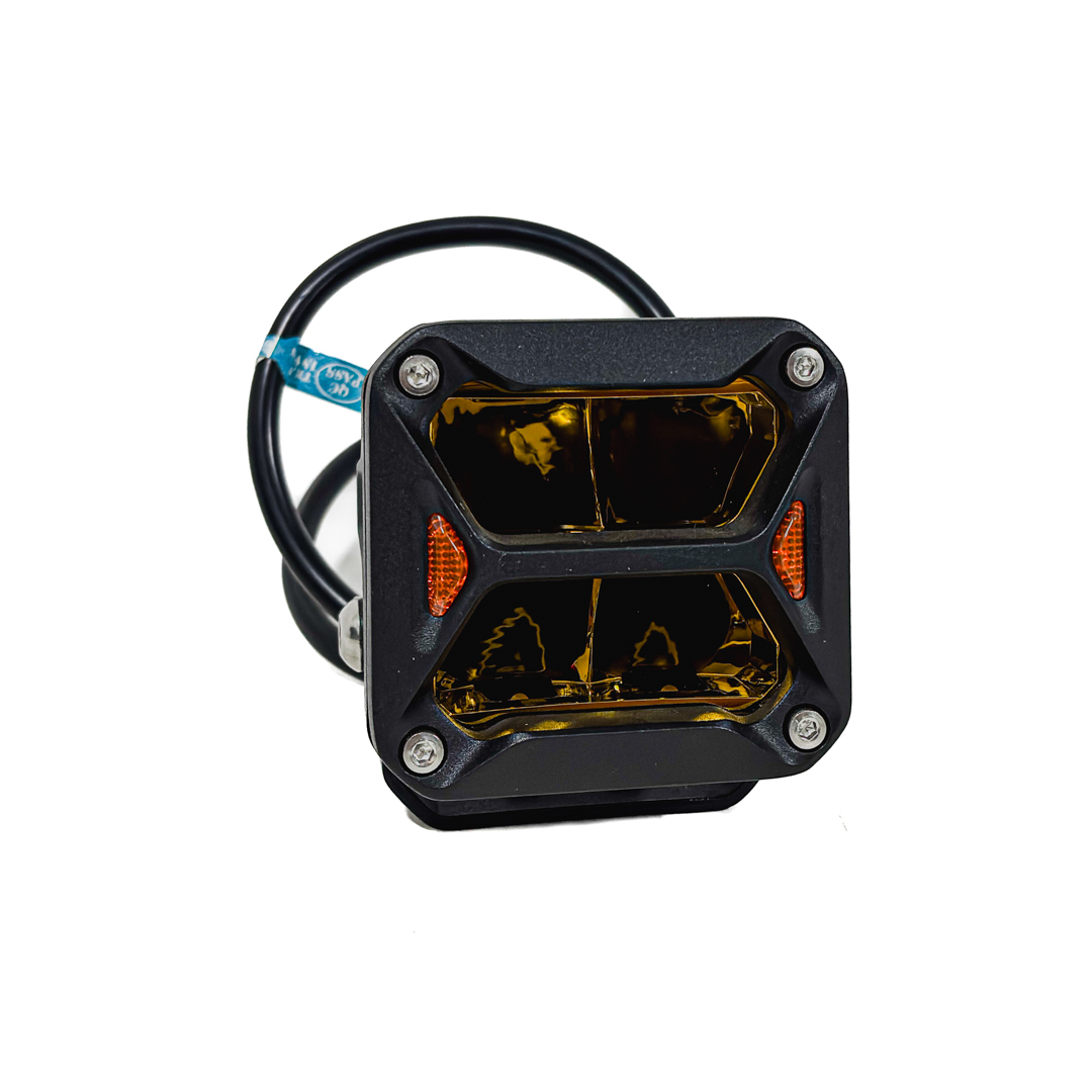 OFF ROAD FARO DE LED UNIVERSAL CUADRADO 3'' COLOR BLANCO CON GIROS AMBAR - 20 WATTS - 4 CHIP OSRAM P8 - 12V/24V - 2