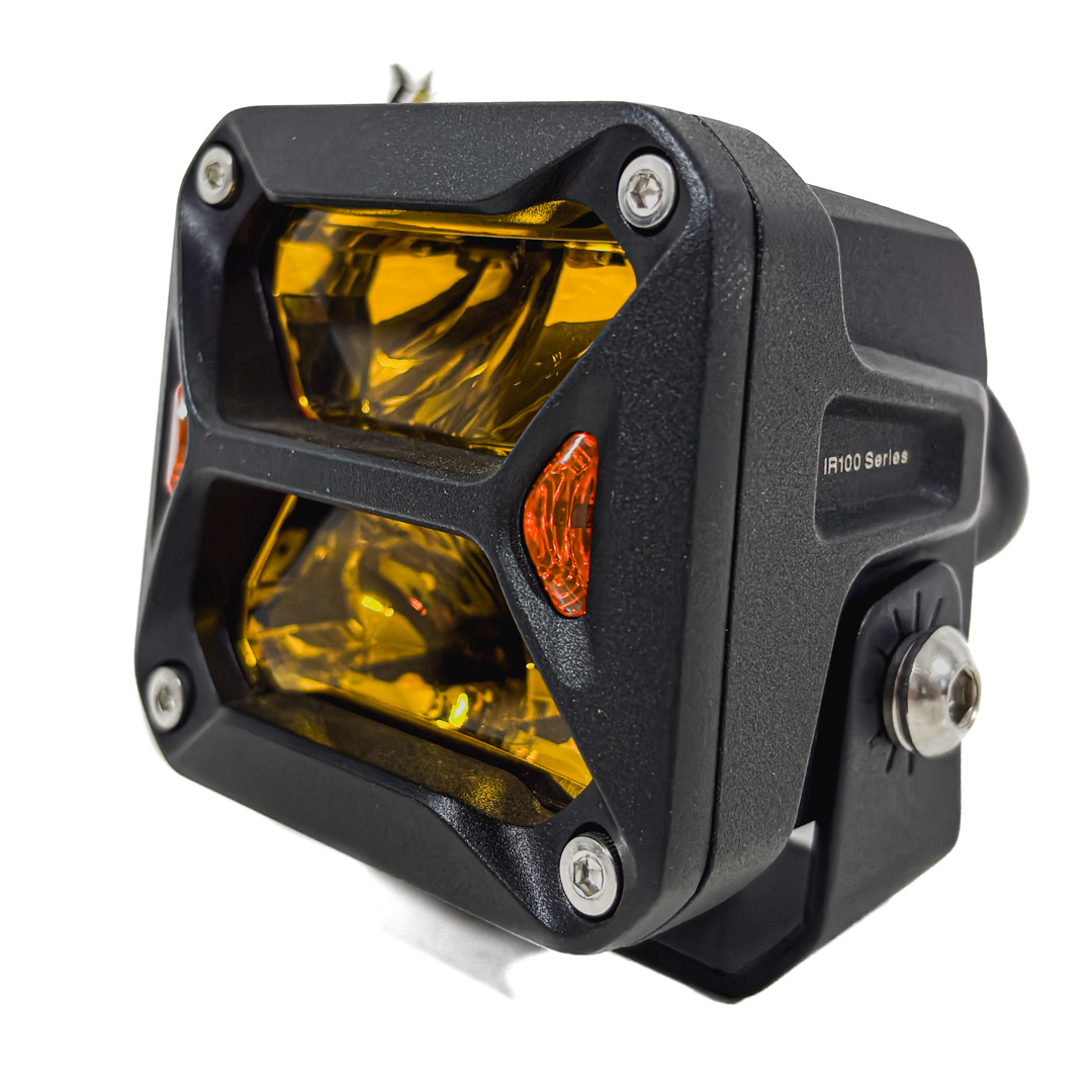 OFF ROAD FARO DE LED UNIVERSAL CUADRADO 3'' COLOR BLANCO CON GIROS AMBAR - 20 WATTS - 4 CHIP OSRAM P8 - 12V/24V - 5