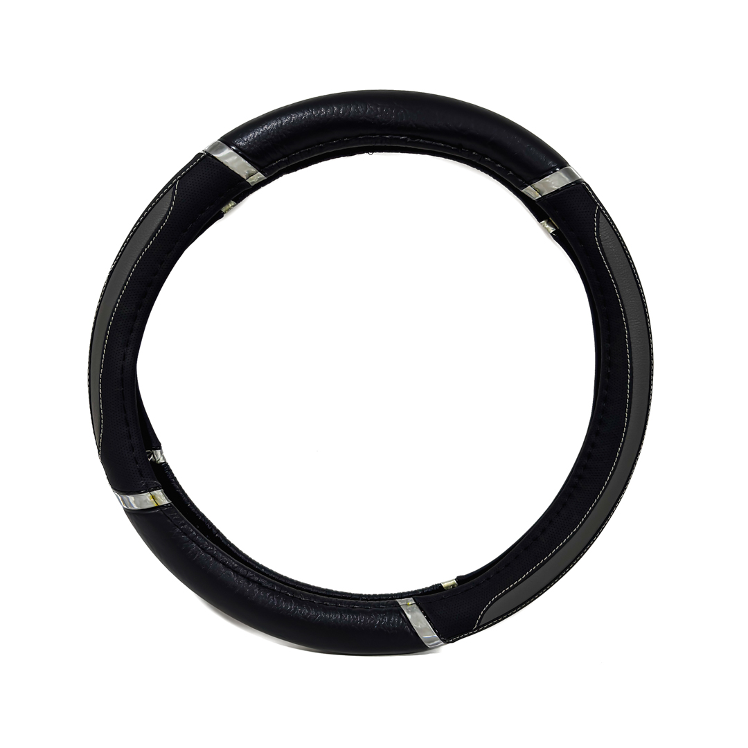 CUBRE VOLANTE MODELO DAYTONA CUERO SINTENTICO NEGRO / GRIS 38*8.2CM 25 UNIDADES POR CAJA - 2