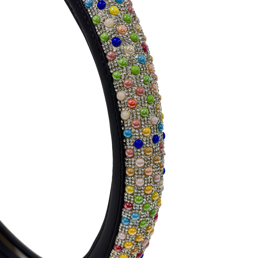 CUBRE VOLANTE GIRLS POWER - TELA COCODRILO MULTICOLOR 38CM - 2