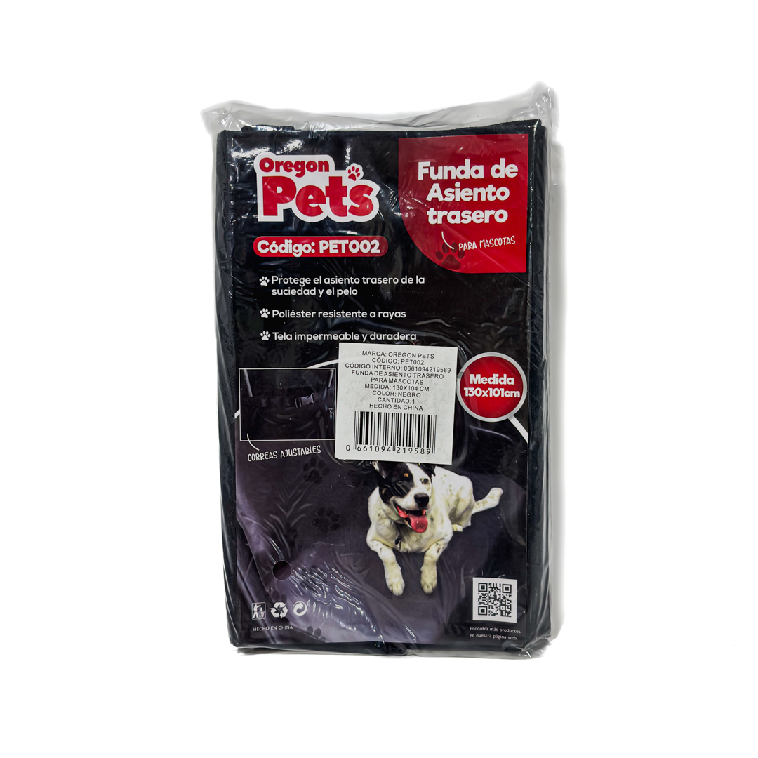 CUBRE ASIENTO TRASERO UNIVERSAL PARA MASCOTAS NEGRO DE OXFORD MEDIDAS - 4