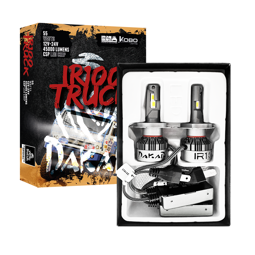 OFF ROAD KIT DE LED DAKAR NEW SERIES CANBUS TRUCK - H4 DAKAR NEW SERIES 50% + LUZ CHIP CSP SUPER CANBUS 45000 LUMENS 55 WATTS 12V - 24V CON COOLER - 4