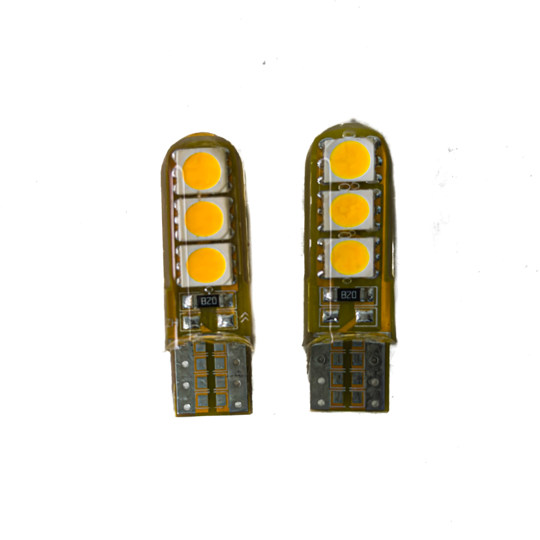LED SEÑALIZACION SILICA BLISTER X 2 2821 - T10 - W5W - 6 LED 2835 SILICONADO CANBUS AMBAR 12V BLISTER X 2 UNIDADES