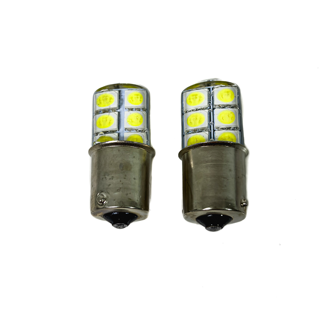 LED SEÑALIZACION SILICA BLISTER X 2 67 / 1003 / 1141 / 1156 - P21W 6 LED 5050 SILICONADO BLANCO 24V BLISTER X 2 UNIDADES CANTIDAD POR CAJA MASTER 500