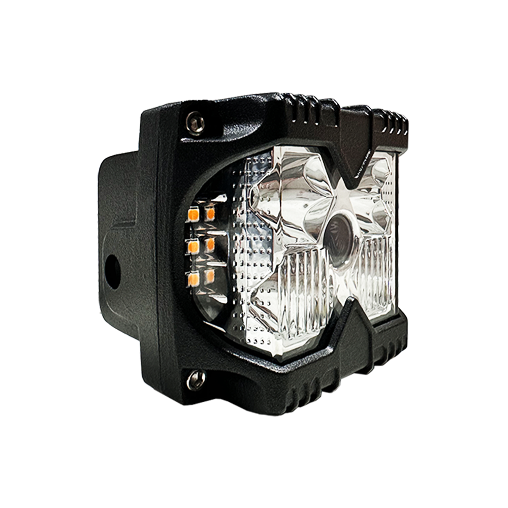 OFF ROAD FARO DE LED FARO CUADRADO DAKAR 4" BLANCO + DRL AMBAR CON LOGO DAKAR BACKLIGHT 12V - 24V 30 WATTS