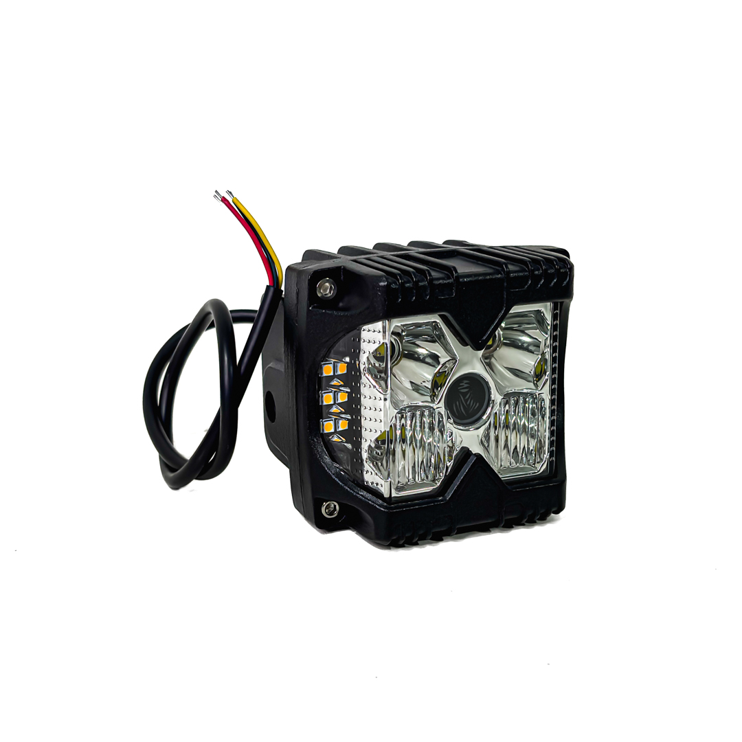 OFF ROAD FARO DE LED FARO CUADRADO DAKAR 4" BLANCO + DRL AMBAR CON LOGO DAKAR BACKLIGHT 12V - 24V 30 WATTS - 10