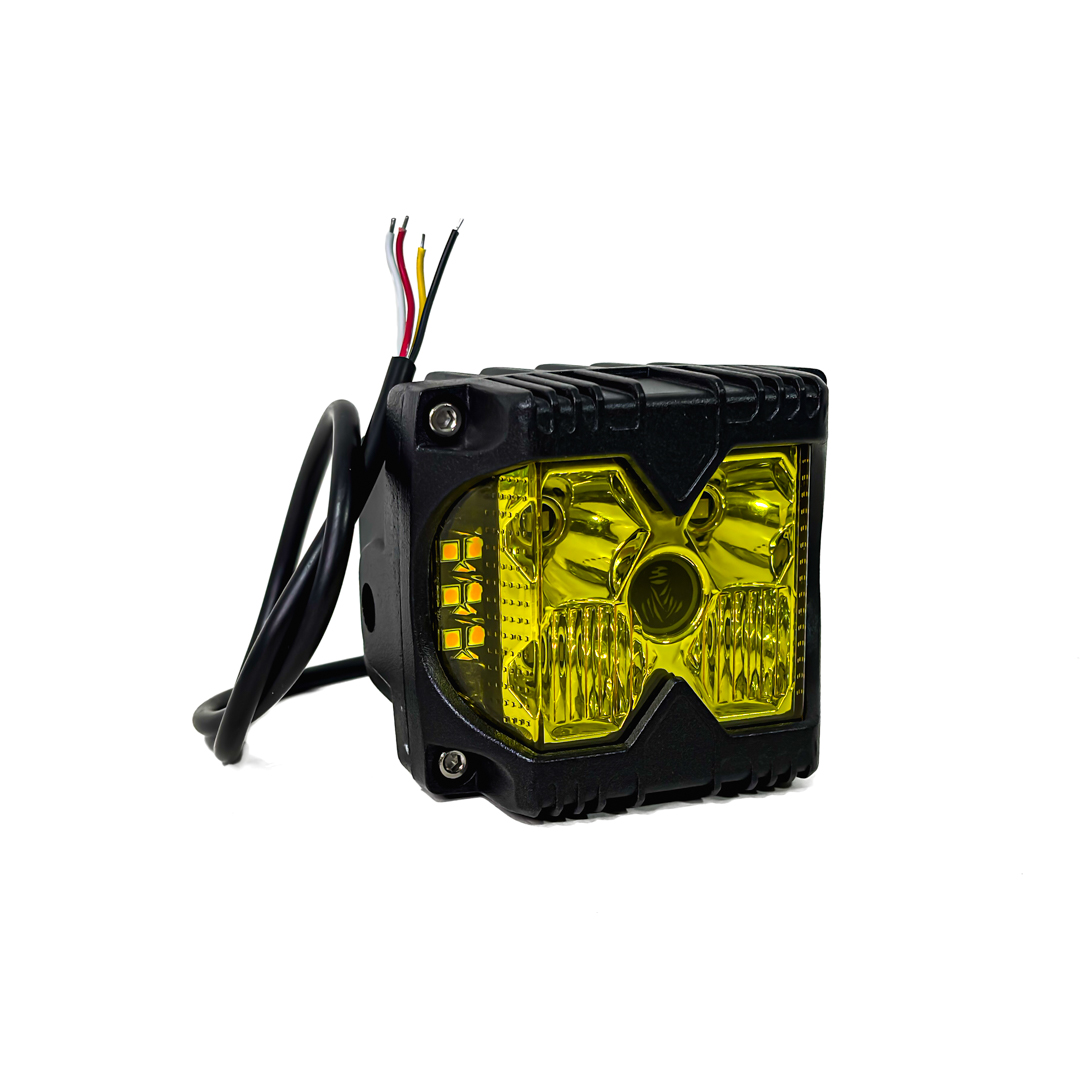 OFF ROAD FARO DE LED FARO CUADRADO DAKAR 4" AMBAR + DRL AMBAR CON LOGO DAKAR BACKLIGHT 12V - 24V 30 WATTS - 10