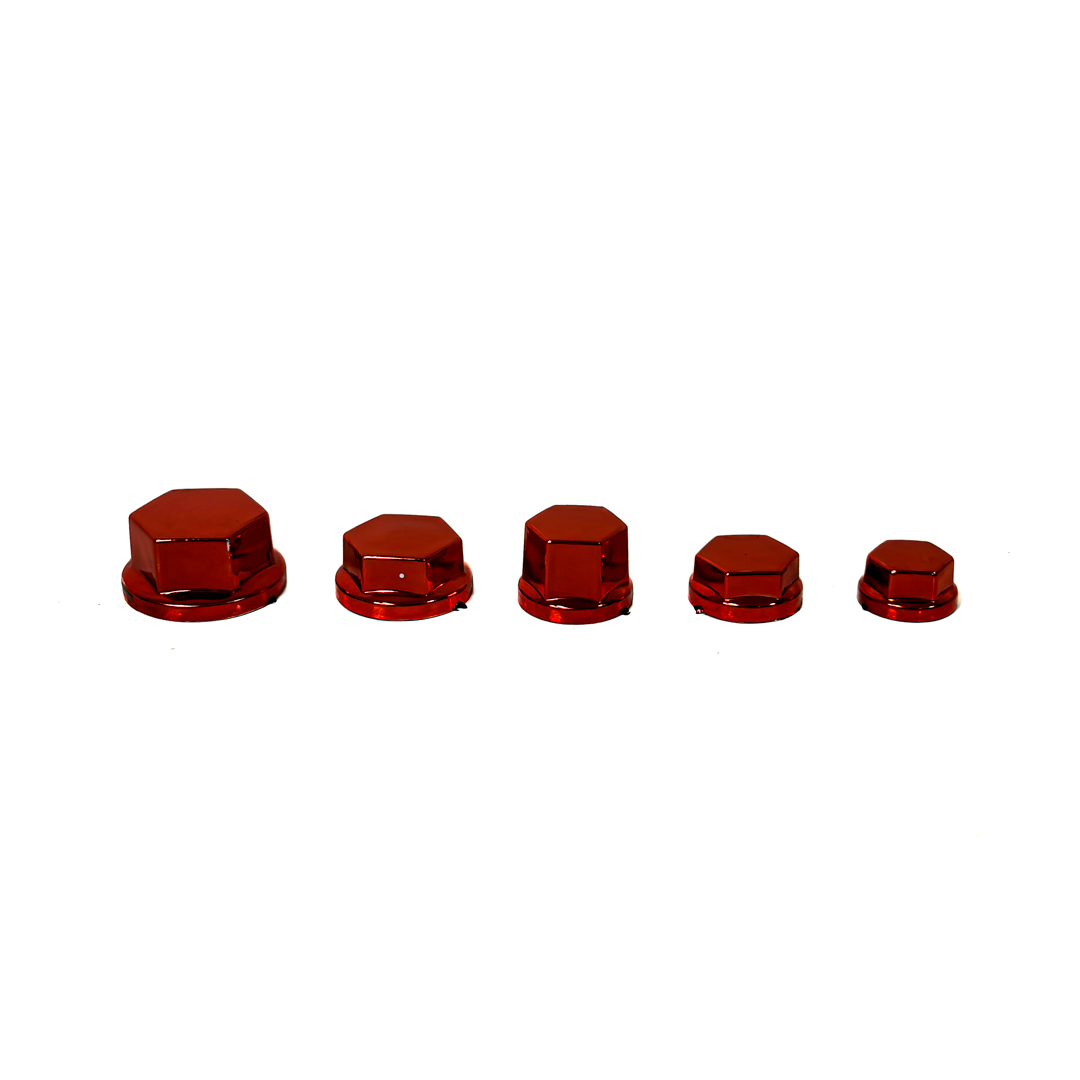KIT DE CUBRE TORNILLOS MOTO CROMADOS SET DE 30 UNIDADES COLOR ROJO
